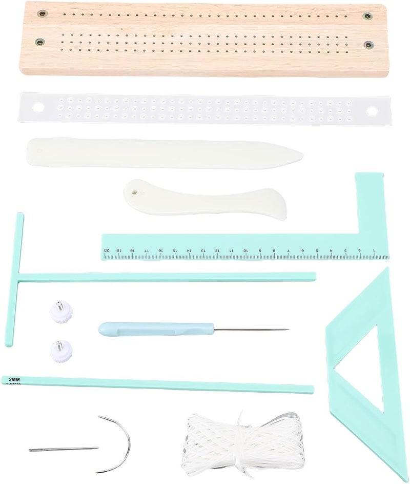 Asixxsix Book Binding Tools, Portable Beech Wood Bookbinding Kits Multifunctional Book Making Tools with Complete Set for Hand Sewing Binding Diary Planner Notebook - Image 3