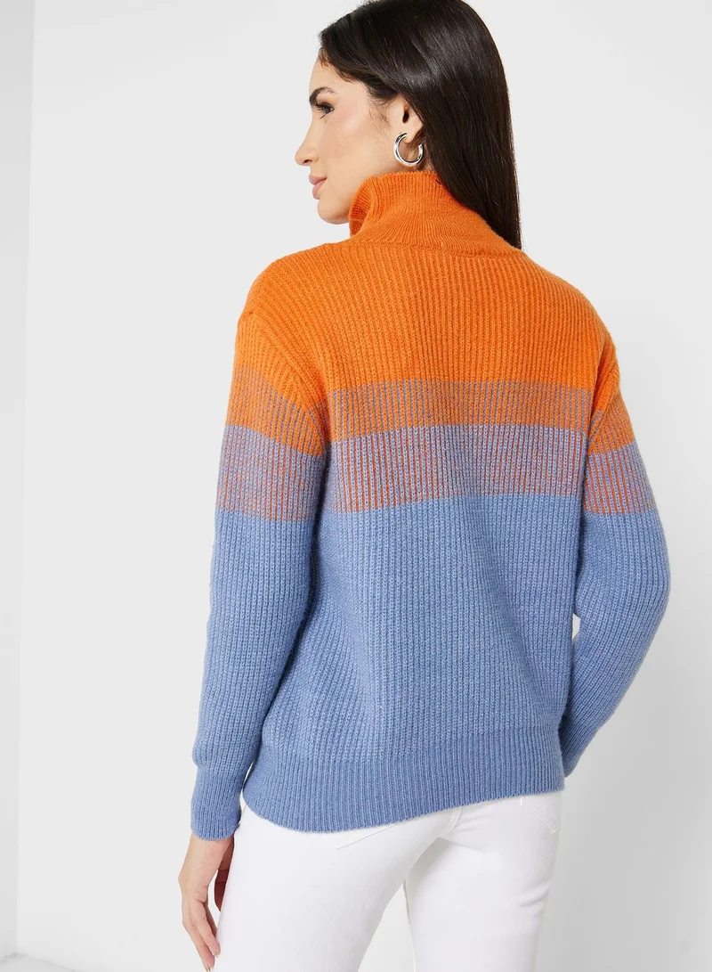 Ginger High Neck Ombre Detail Sweater