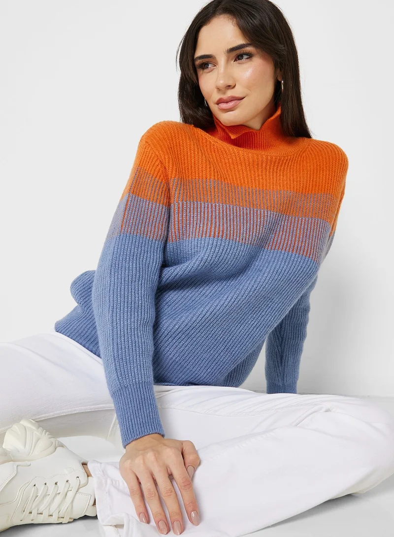 Ginger High Neck Ombre Detail Sweater