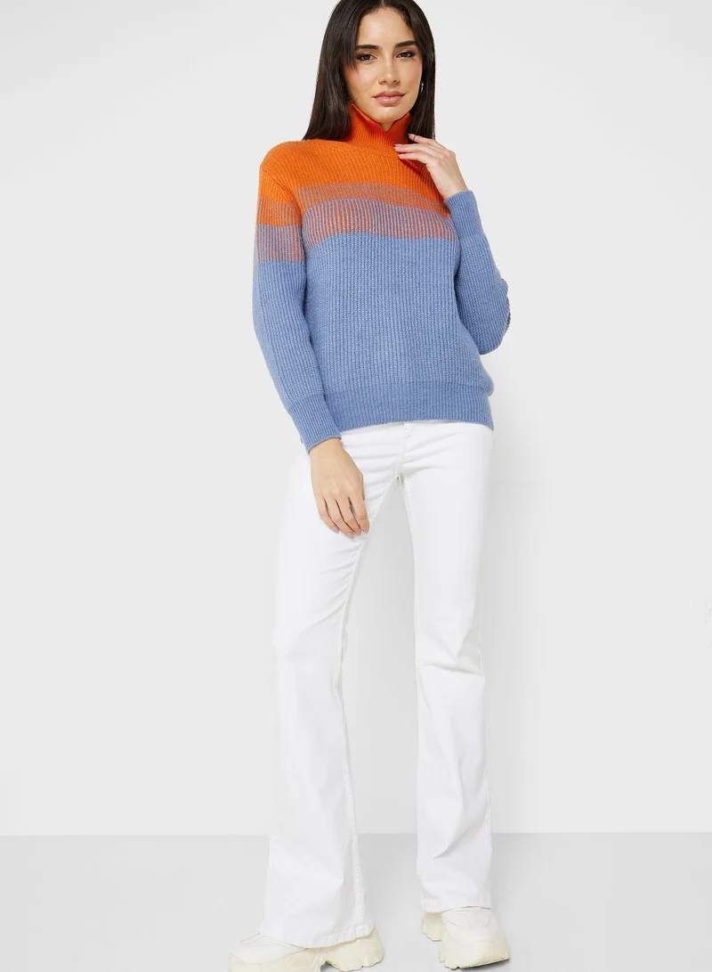 Ginger High Neck Ombre Detail Sweater
