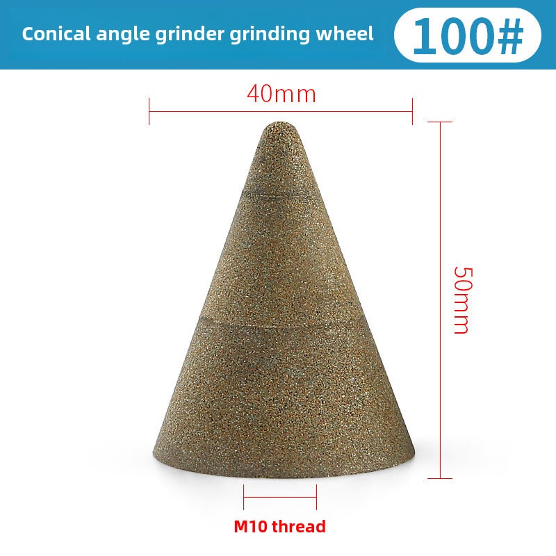 Stone grinding and polishing grinding wheel cone bullet angle grinder emery grinding head stone carving special-shaped line pointed grinding rod(Tapered diamond grinding wheel 100# medium thick) - Image 1