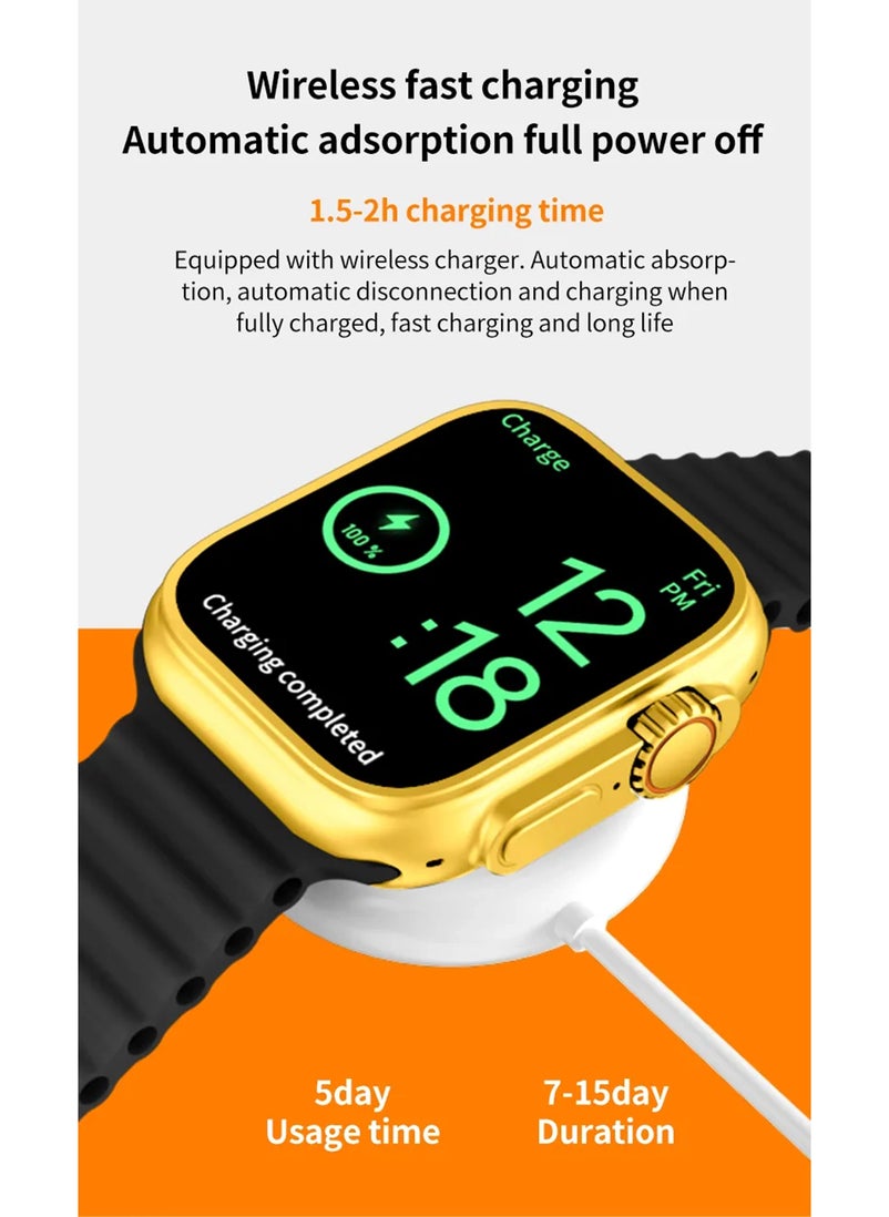 BSNL - BSNL Unisex 3 in 1 Ultra10 Gold Smart Watch  2.19 Inch INFINITE Full Touch Color Screen Bluetooth Calling Health and Sports Smartwatch - Image 1