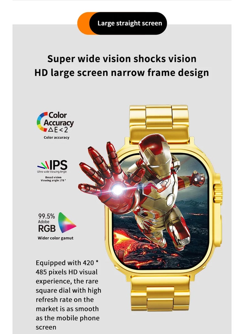 BSNL - BSNL Unisex 3 in 1 Ultra10 Gold Smart Watch  2.19 Inch INFINITE Full Touch Color Screen Bluetooth Calling Health and Sports Smartwatch - Image 1