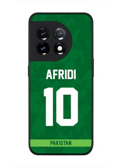 Rugged Black Edge Case for OnePlus 11R 5G / OnePlus Ace 2, Slim fit Soft Case Flexible thin Cover - Player Name - AFRIDI, Jersey Number- 10