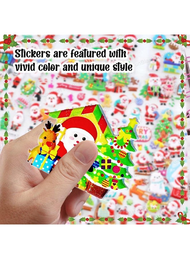 فنبلاست مجموعة ملصقات عيد الميلاد المرحة من فن بلاست - مجموعة من 8 ملصقات ورقية للأطفال، ملصقات ثلاثية الأبعاد للبنات، ملصقات إسفنجية للأطفال، ملصقات لطيفة، ملصقات حرفية، ملصقات ذاتية اللصق (متعددة الألوان) - Image 4