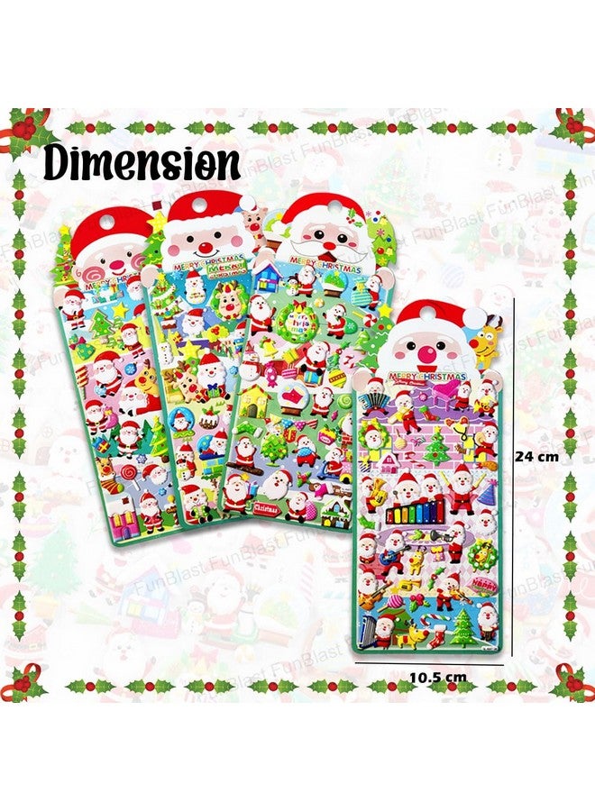 فنبلاست مجموعة ملصقات عيد الميلاد المرحة من فن بلاست - مجموعة من 8 ملصقات ورقية للأطفال، ملصقات ثلاثية الأبعاد للبنات، ملصقات إسفنجية للأطفال، ملصقات لطيفة، ملصقات حرفية، ملصقات ذاتية اللصق (متعددة الألوان) - Image 2