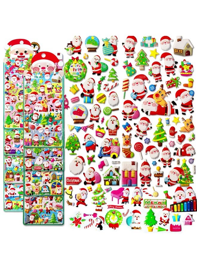 فنبلاست مجموعة ملصقات عيد الميلاد المرحة من فن بلاست - مجموعة من 8 ملصقات ورقية للأطفال، ملصقات ثلاثية الأبعاد للبنات، ملصقات إسفنجية للأطفال، ملصقات لطيفة، ملصقات حرفية، ملصقات ذاتية اللصق (متعددة الألوان) - Image 1