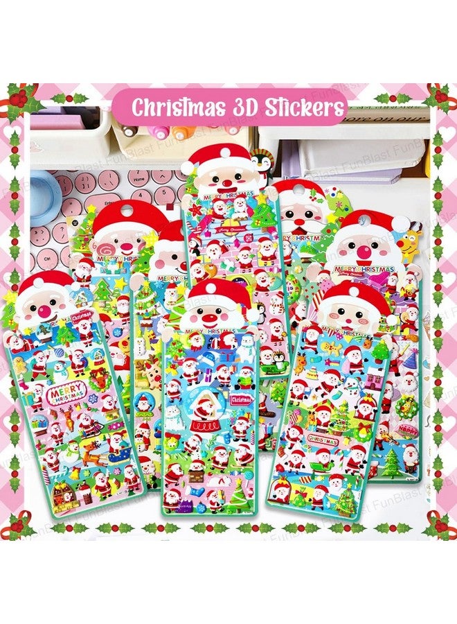 فنبلاست مجموعة ملصقات عيد الميلاد المرحة من فن بلاست - مجموعة من 8 ملصقات ورقية للأطفال، ملصقات ثلاثية الأبعاد للبنات، ملصقات إسفنجية للأطفال، ملصقات لطيفة، ملصقات حرفية، ملصقات ذاتية اللصق (متعددة الألوان) - Image 5