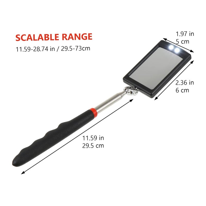 92g Telescoping Vehicle Inspection Mirror With LED Light Flexible Square Car Accessory - Image 3