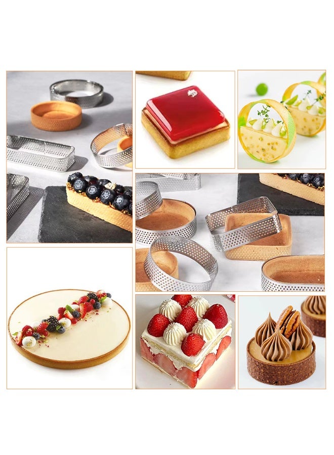 هومستر طقم 3 قطع من حلقات التارت البيضاوية المثقبة من الفولاذ المقاوم للصدأ 430 - قوالب خَبز احترافية للتشيز كيك والموس والكاسترد والمعجنات | مقاومة للصدأ، قابلة لإعادة الاستخدام - Image 3