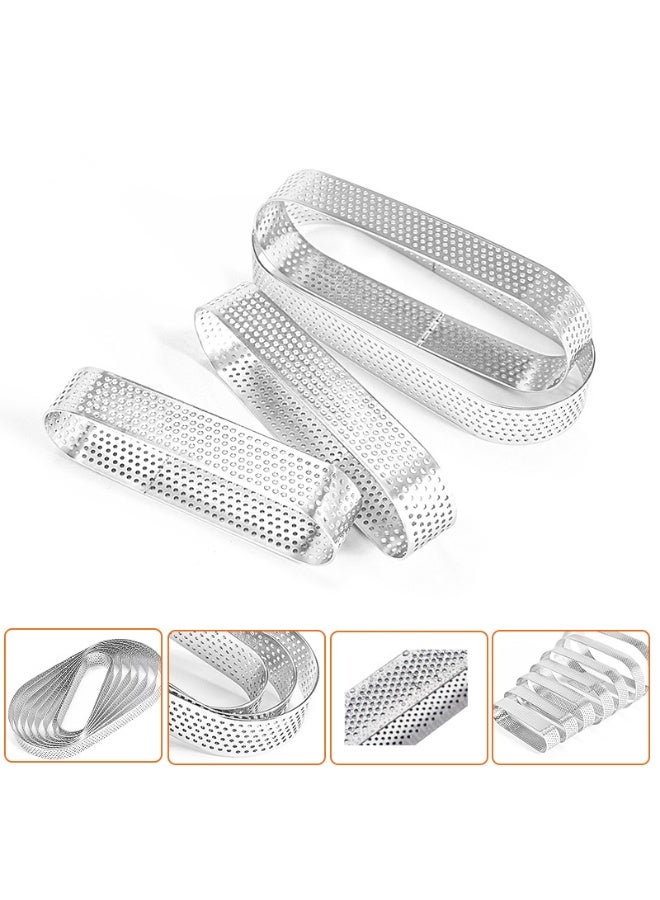 هومستر طقم 3 قطع من حلقات التارت البيضاوية المثقبة من الفولاذ المقاوم للصدأ 430 - قوالب خَبز احترافية للتشيز كيك والموس والكاسترد والمعجنات | مقاومة للصدأ، قابلة لإعادة الاستخدام - Image 2