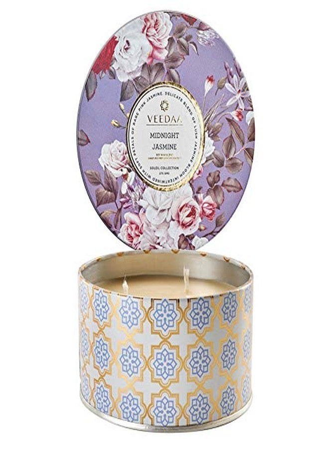 VEEDAA Midnight Jasmine Soy Wax 3 Wick Tin Scented Candle (Burns 40 Hours) - Image 1