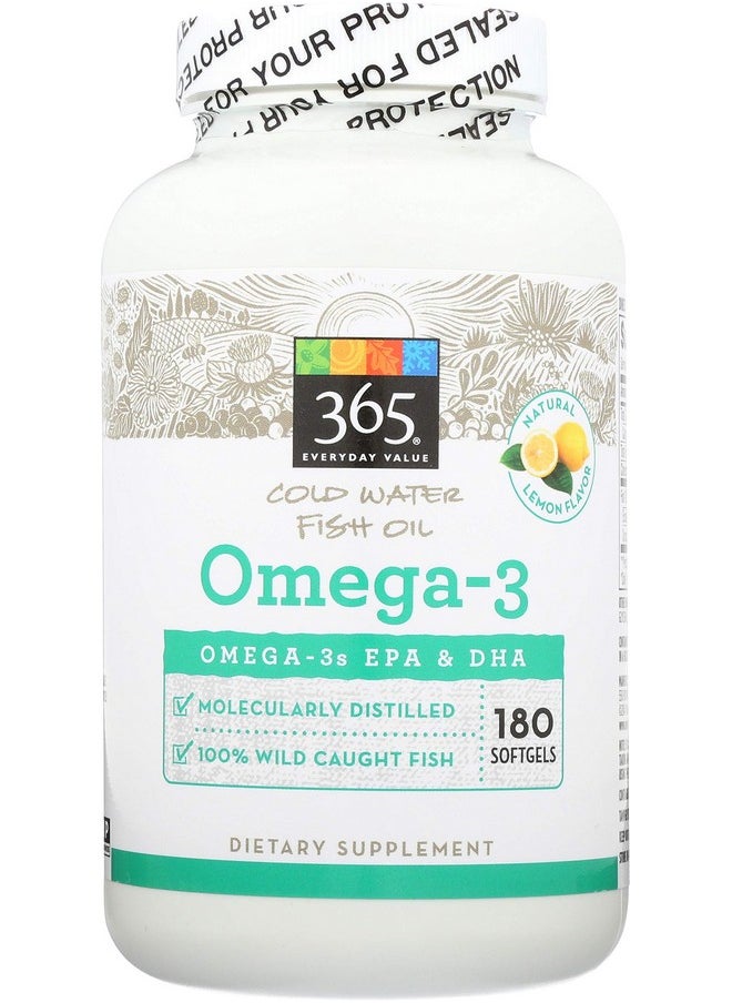 365 by Whole Foods Market 365 by Whole Foods Market, Omega 3 Lemon Flavored, 180 Softgels  - Image 1