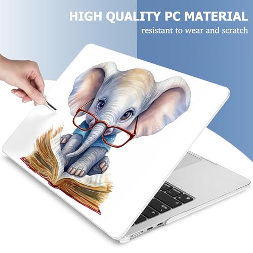 Mektron for 2025-2022 MacBook Air 13.6 inch Case M4 M3 M2，Model A3240 A3113 A2681 with Liquid Retina Display Touch ID，Printed Bright Hard Shell Cover for MacBook Air 13.6"，Cute Elephant C341 - Image 4