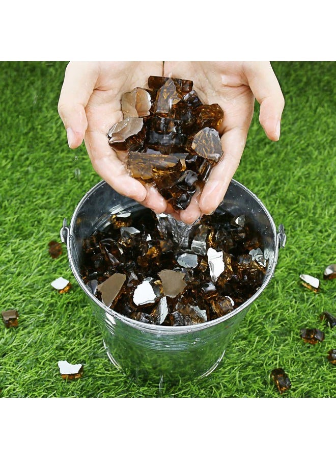 Grisun Copper Fire Glass for Fire Pit - 1/2 Inch High Luster Reflective Tempered Glass Rocks for Natural or Propane Fireplace, 10 Pounds Safe for Outdoors and Indoors Firepit Glass - Image 4