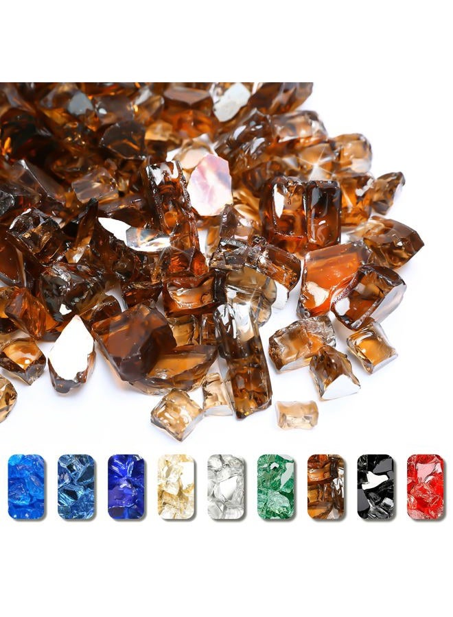 Grisun Copper Fire Glass for Fire Pit - 1/2 Inch High Luster Reflective Tempered Glass Rocks for Natural or Propane Fireplace, 10 Pounds Safe for Outdoors and Indoors Firepit Glass - Image 1