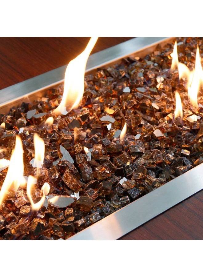 Grisun Copper Fire Glass for Fire Pit - 1/2 Inch High Luster Reflective Tempered Glass Rocks for Natural or Propane Fireplace, 10 Pounds Safe for Outdoors and Indoors Firepit Glass - Image 5