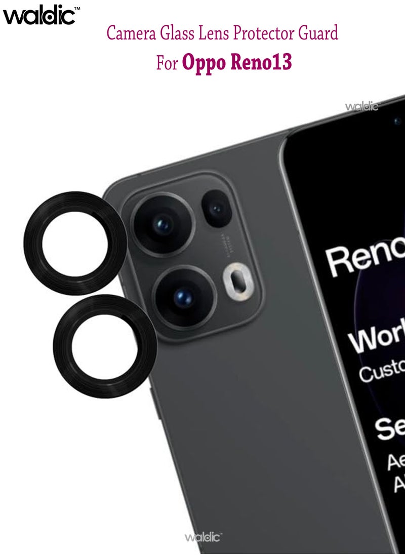 Waldic Oppo Reno13 Camera Lens Protector, Scratch-Resistant HD Clarity Ultra-Thin 9H Tempered Glass with Aluminium Edging, Individual Metal Lens Cover - Black  - Image 1