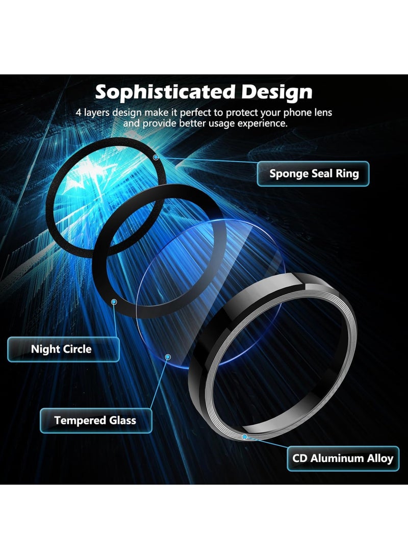 Waldic Oppo Reno13 Camera Lens Protector, Scratch-Resistant HD Clarity Ultra-Thin 9H Tempered Glass with Aluminium Edging, Individual Metal Lens Cover - Black  - Image 4