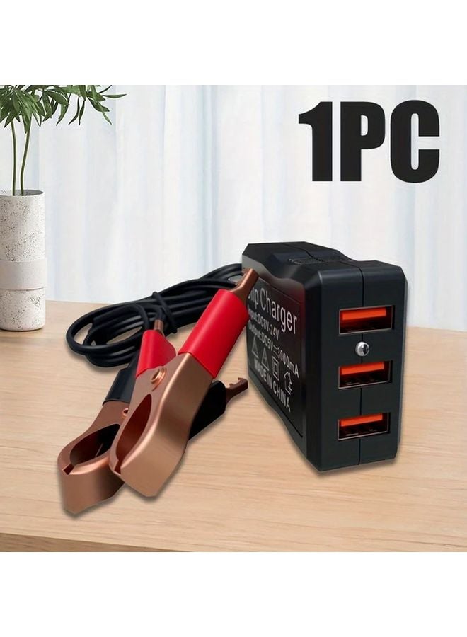 3U Clip Charger 8V 12V to 24V Battery Connector with 3 USB Fast Charge Converter for Motorcycle Car - Image 1