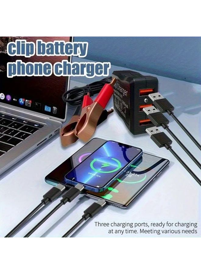 3U Clip Charger 8V 12V to 24V Battery Connector with 3 USB Fast Charge Converter for Motorcycle Car - Image 3