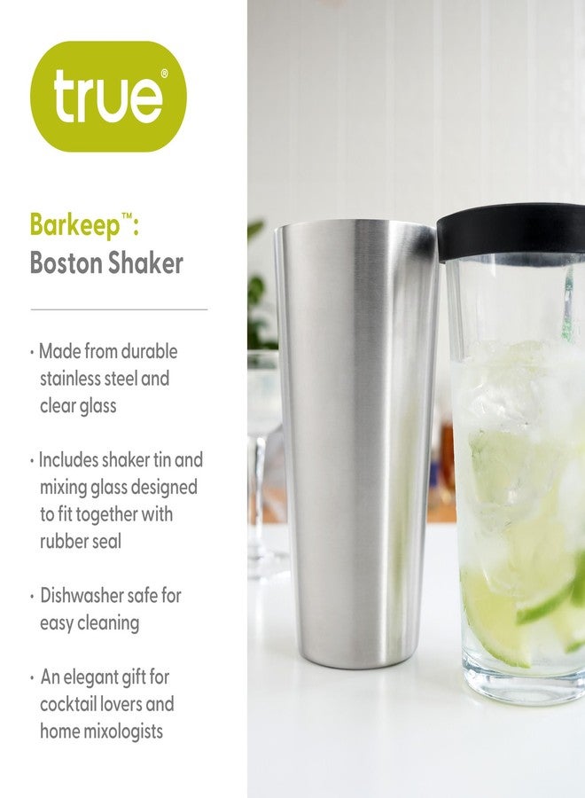 True Barkeep Boston Shaker, Stainless Steel and Clear Glass Drink Mixers for Cocktails, Birthday Party, BBQ, Home Bar, 28 oz & 16 oz, Set of 2 - Image 2
