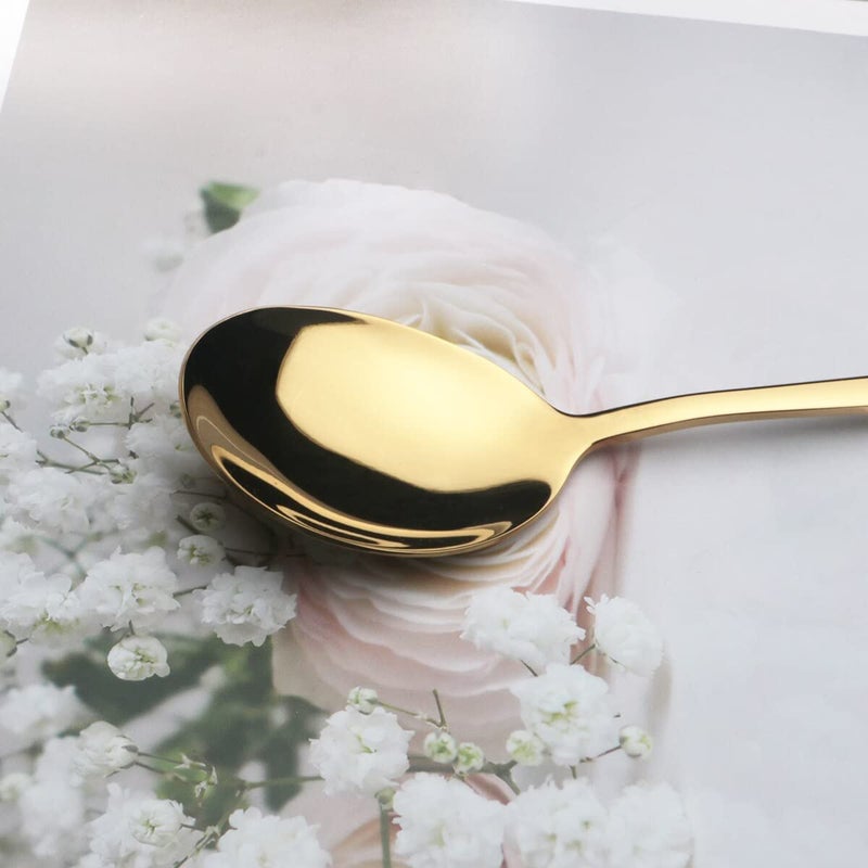 Kolorful Stainless Steel Gold Plated Spoon Set HeavyDuty Stainless Steel Dinner sppon Include Knifes Forks Spoons SilverwareMetal Forks for Home Kitchen Restaurant Hotel Pack of 3 - Image 2