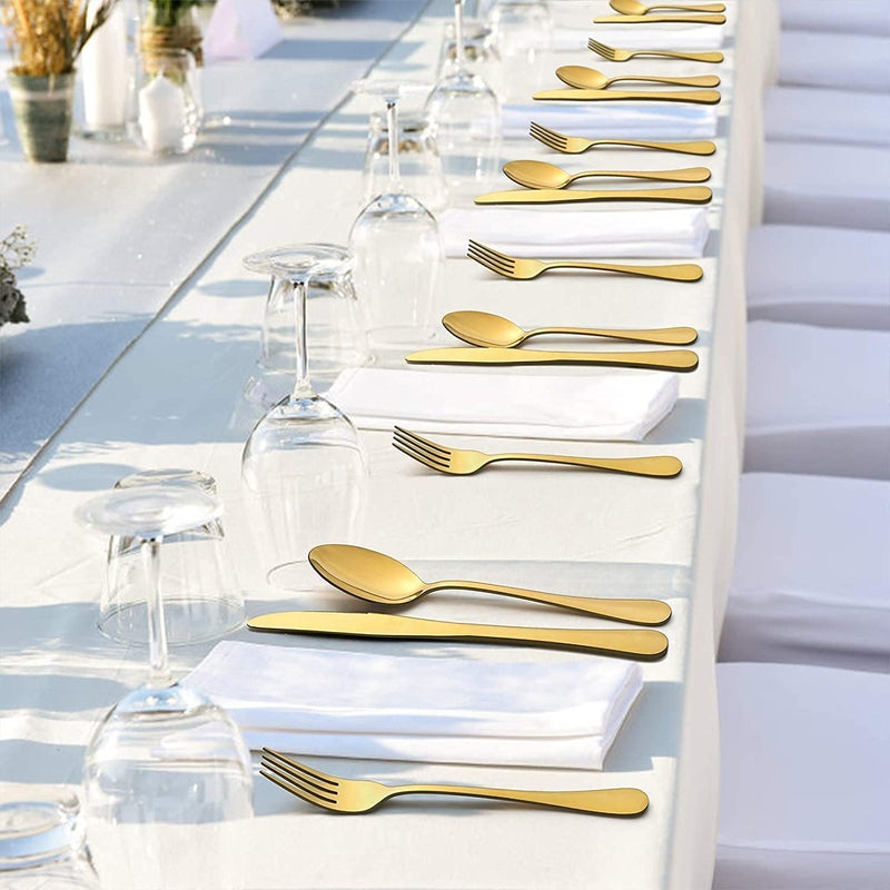 Kolorful Stainless Steel Gold Plated Spoon Set HeavyDuty Stainless Steel Dinner sppon Include Knifes Forks Spoons SilverwareMetal Forks for Home Kitchen Restaurant Hotel Pack of 3 - Image 4