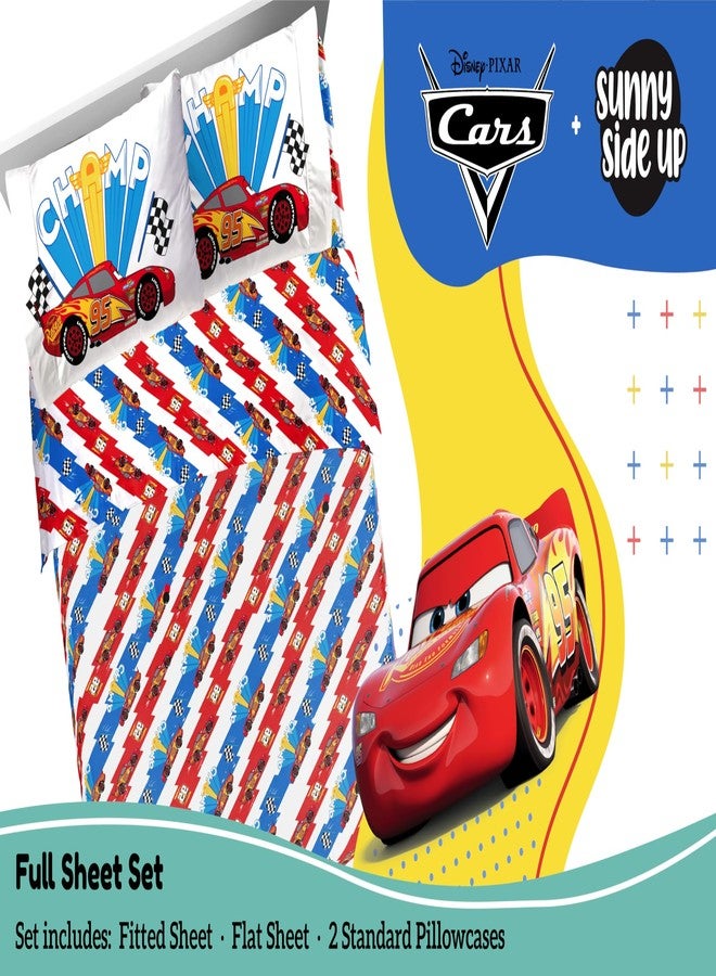 Sunny Side Up Disney Pixar Cars Lightning McQueen Full Sheet Set - 4 Piece Kids Racecar Bedding Set Includes Pillow Cover - Super Soft Microfiber Sheets - Image 2