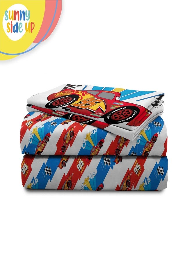 Sunny Side Up Disney Pixar Cars Lightning McQueen Full Sheet Set - 4 Piece Kids Racecar Bedding Set Includes Pillow Cover - Super Soft Microfiber Sheets - Image 5