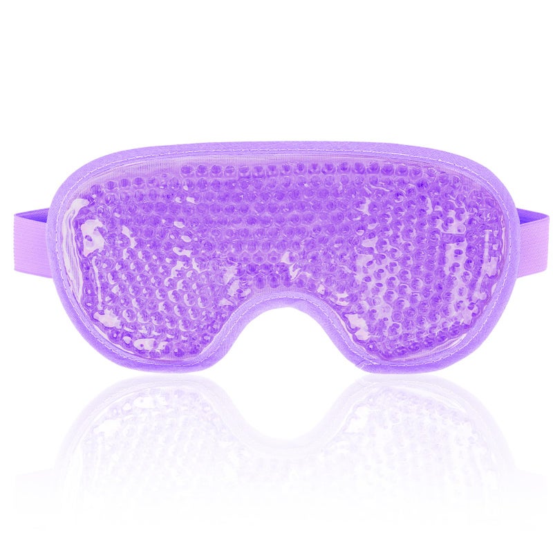 NEWGO Cooling Gel Eye Mask  Reusable Cold Pack for Puffy Eyes Dark Circles Migraine Stress Relief  Purple With Soft Plush Backing