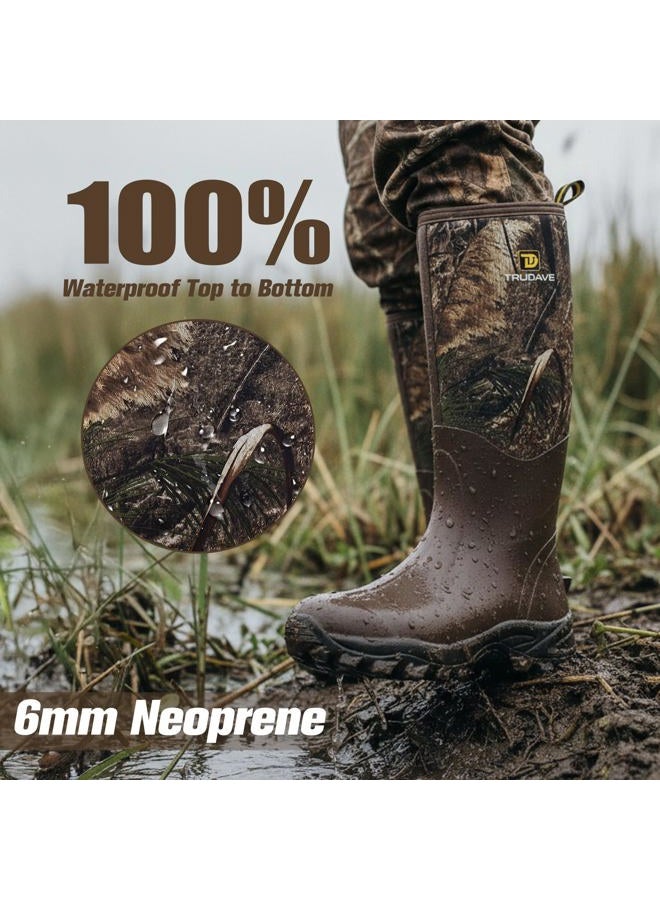 Trudave Rubber Boots for Men & Women with Steel Shank, Reliable 6mm Neoprene Waterproof Insulated Rain Boots, Warm Anti-slip High Traction Multi-season Dry Mud Boot for Outdoor Work Hunting, Size - Image 2