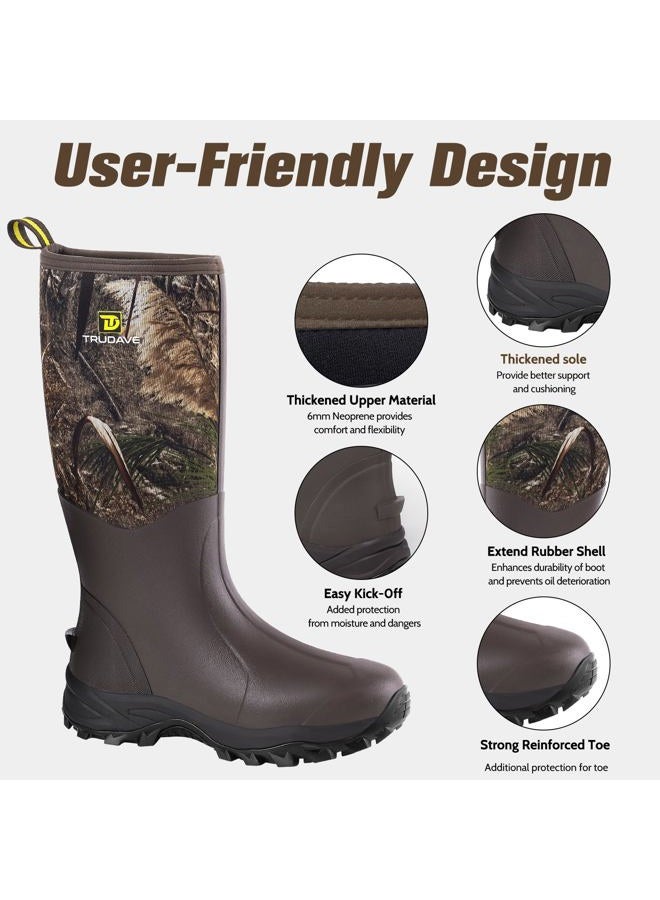 Trudave Rubber Boots for Men & Women with Steel Shank, Reliable 6mm Neoprene Waterproof Insulated Rain Boots, Warm Anti-slip High Traction Multi-season Dry Mud Boot for Outdoor Work Hunting, Size - Image 3