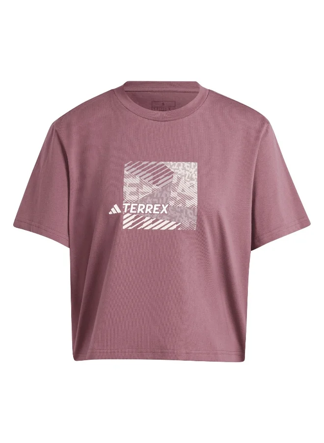 اديداس adidas Puzzle Tee Brown Hiking T-Shirts 2XS
