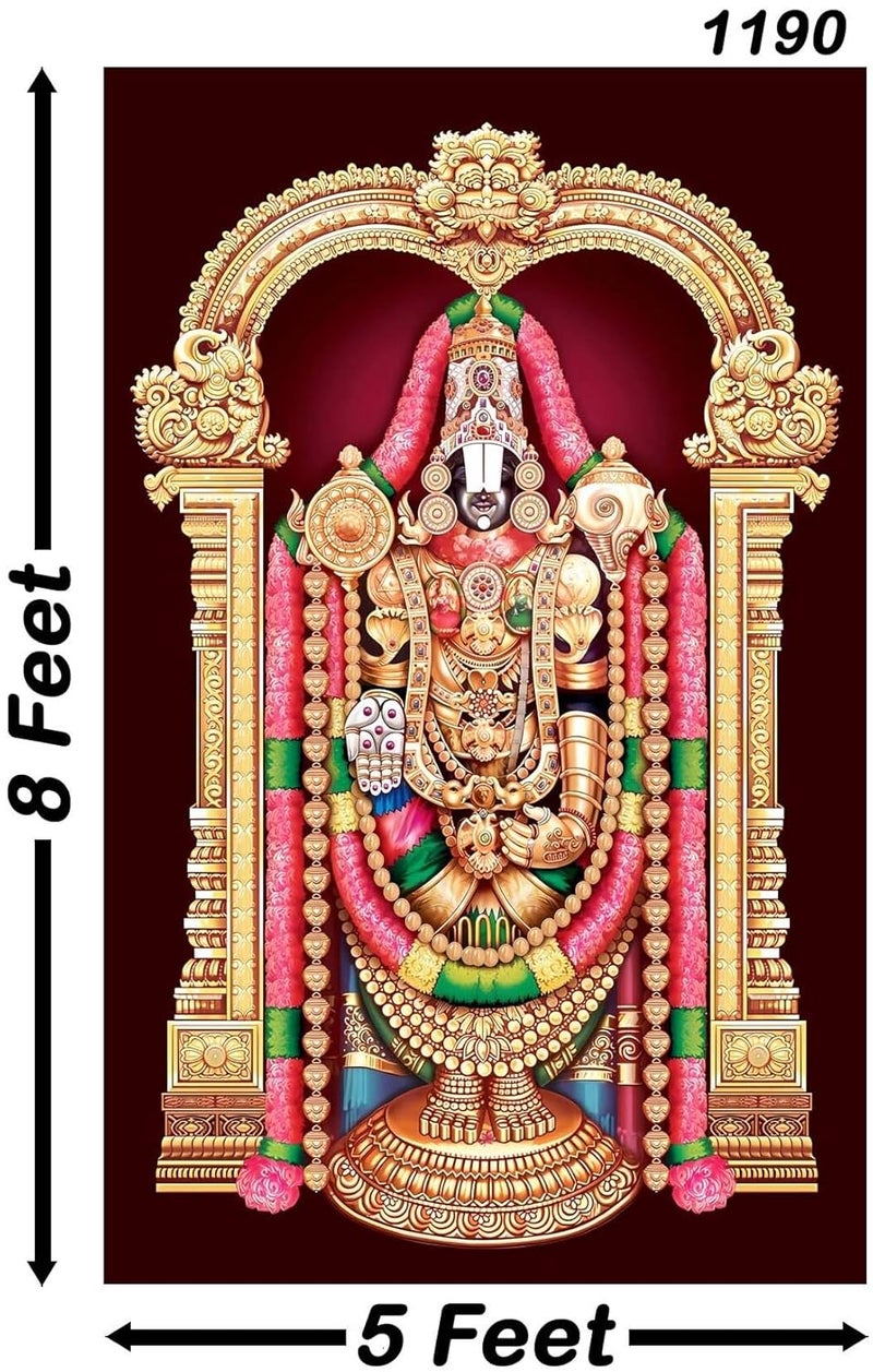 Backdropon ستارة خلفية بتصميم إله الهند تيروباتي فينكاتشالاباثي لتزيين الخلفية قماش خلفية للبويا تقليدي/ستارة خلفية للمهرجان بحجم 8 أقدام ارتفاع و 5 أقدام عرض (8 * 5) - Image 2