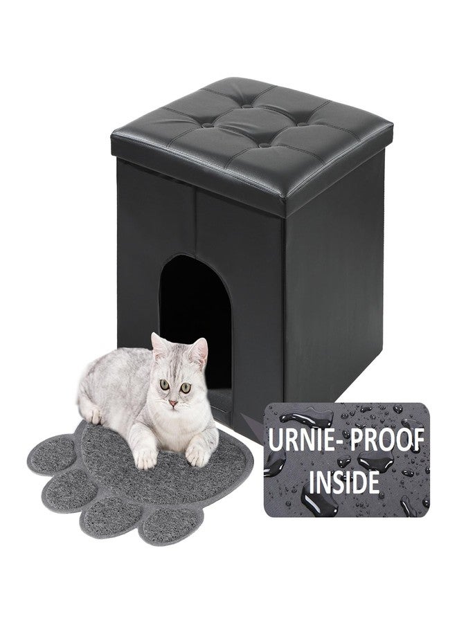 MEEXPAWS Cat Litter Box Enclosure Furniture Hidden, Cat Washroom Bench Storage Cabinet Small 19.7'' x 19.7'' x 19.7''| Dog Proof | Waterproof Inside | Easy Clean | Easy Assembly | Odor Control(Black) - Image 1