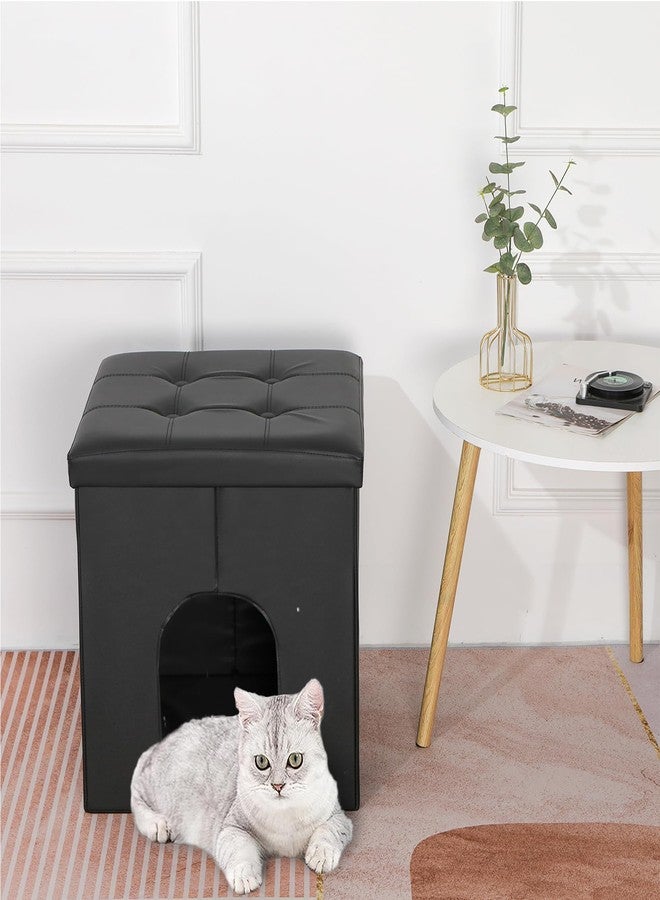 MEEXPAWS Cat Litter Box Enclosure Furniture Hidden, Cat Washroom Bench Storage Cabinet Small 19.7'' x 19.7'' x 19.7''| Dog Proof | Waterproof Inside | Easy Clean | Easy Assembly | Odor Control(Black) - Image 5