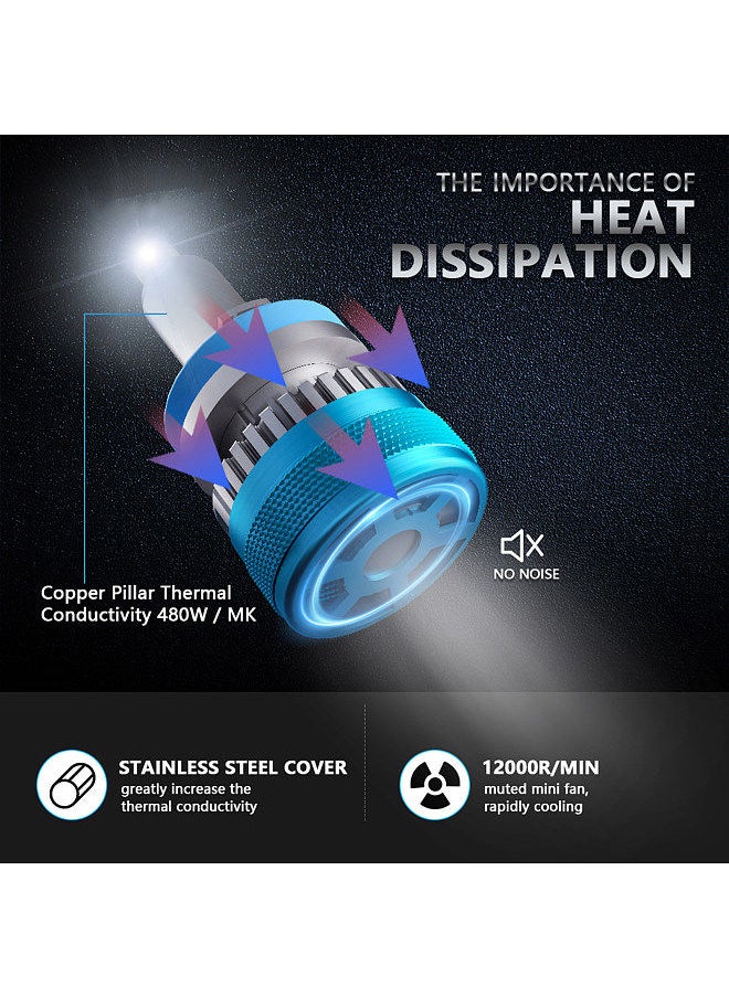 Generic H11 LED Headlight Bulbs IP68 Waterproof Car LED Headlight Bulbs 6000K 100W Bright LED Headlights, 2PCS  - Image 4
