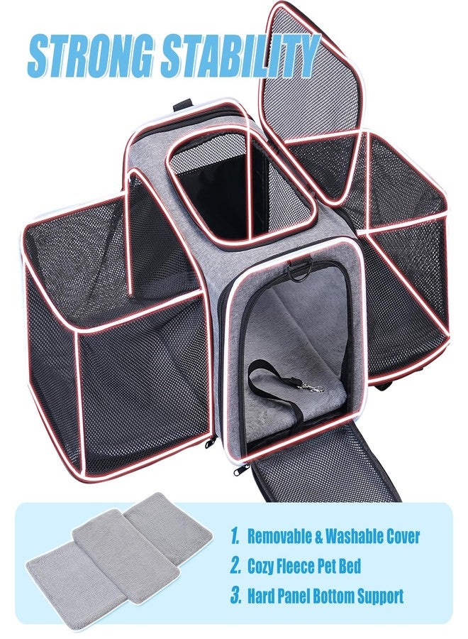 SweetBin 2 Sides Travel Expandable Pet Carrier Bag (Large), Airline Approved Soft-Sided Cat Carrier with Pad & Pocket & Removable Shoulder Strap - 18"x11"x11" Dog Airplane Carrier - Image 4