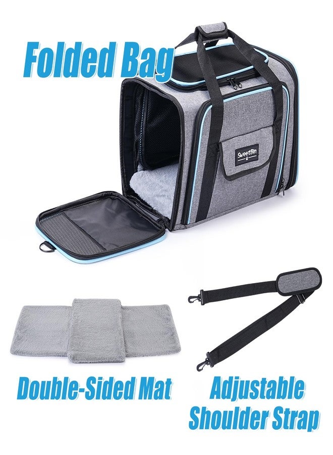 SweetBin 2 Sides Travel Expandable Pet Carrier Bag (Large), Airline Approved Soft-Sided Cat Carrier with Pad & Pocket & Removable Shoulder Strap - 18"x11"x11" Dog Airplane Carrier - Image 5
