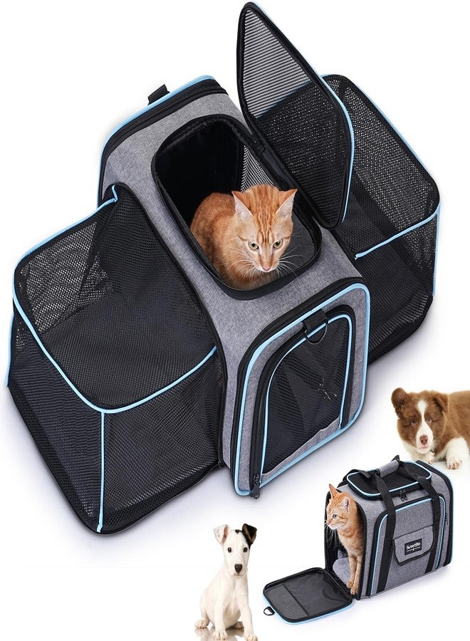 SweetBin 2 Sides Travel Expandable Pet Carrier Bag (Large), Airline Approved Soft-Sided Cat Carrier with Pad & Pocket & Removable Shoulder Strap - 18"x11"x11" Dog Airplane Carrier - Image 1