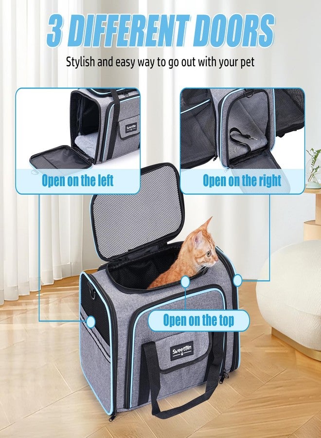 SweetBin 2 Sides Travel Expandable Pet Carrier Bag (Large), Airline Approved Soft-Sided Cat Carrier with Pad & Pocket & Removable Shoulder Strap - 18"x11"x11" Dog Airplane Carrier - Image 2