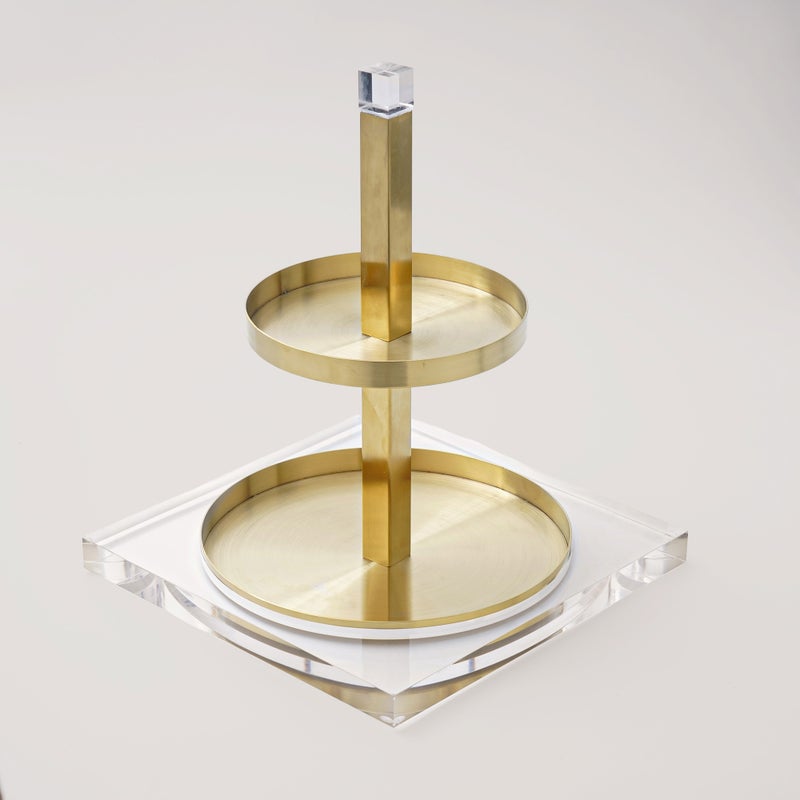 La Mesa Luster Collection La Mesa Two Tier Stand, Gold, 30 cm - Image 1