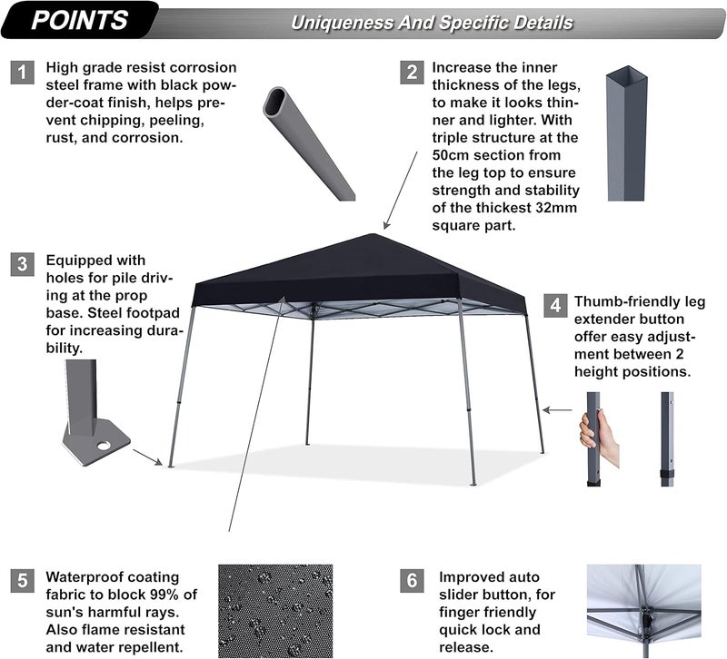 AbcCanopy Stable Pop up Outdoor Canopy Tent, Black - Image 4