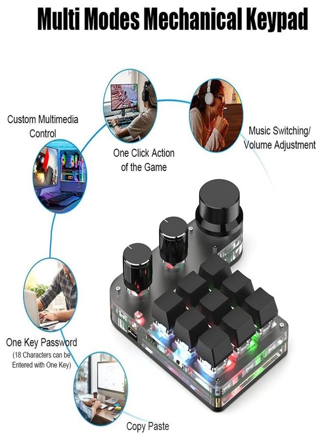 Walfront Macro Gaming Keyboard Mini 9 Key Custom Red Switch RGB LED USB C Programmable Wired Mechanical Keypad for PC Gaming - Image 4