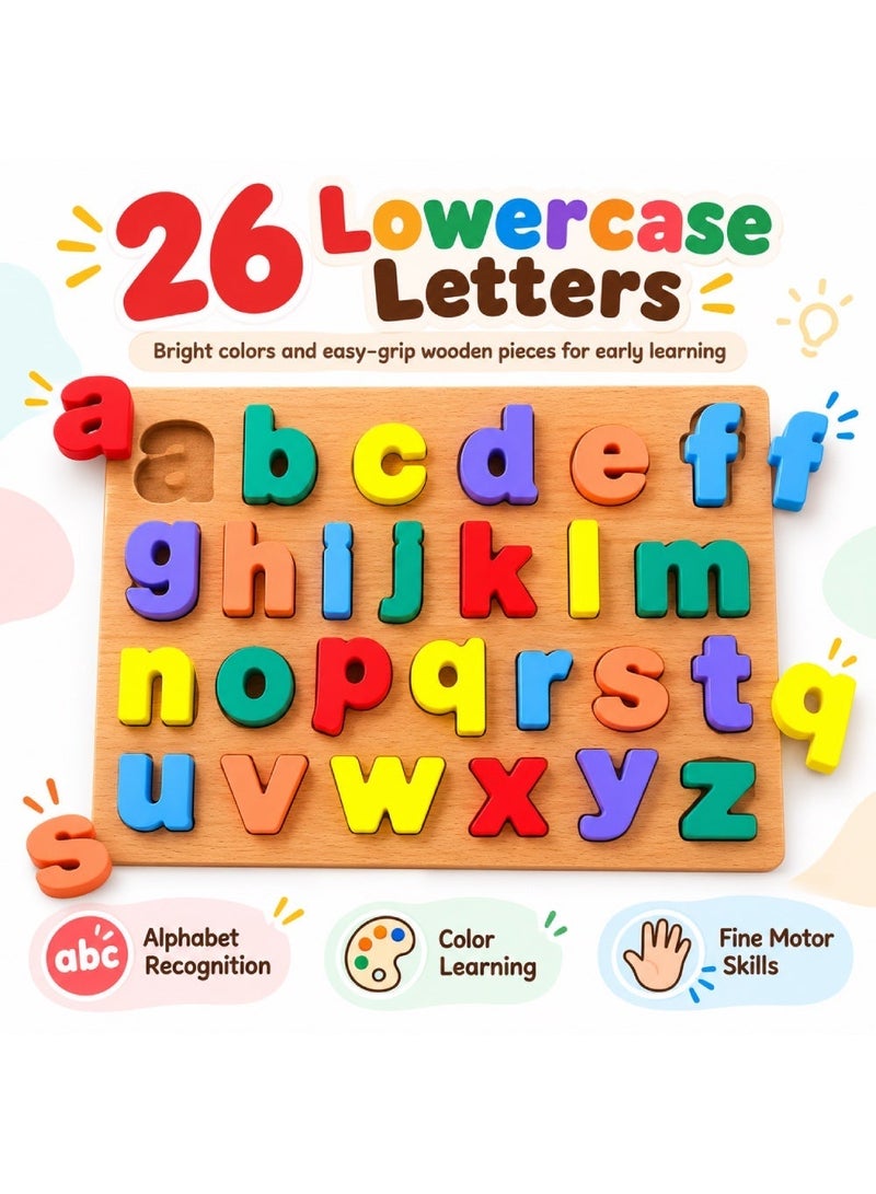Factory Price Sutton Lowercase Alphabet Wooden Puzzle – 26-Piece Montessori ABC Learning Board for Letter Recognition, Fine Motor Skills & Hand-Eye Coordination 3+ Years - Image 2