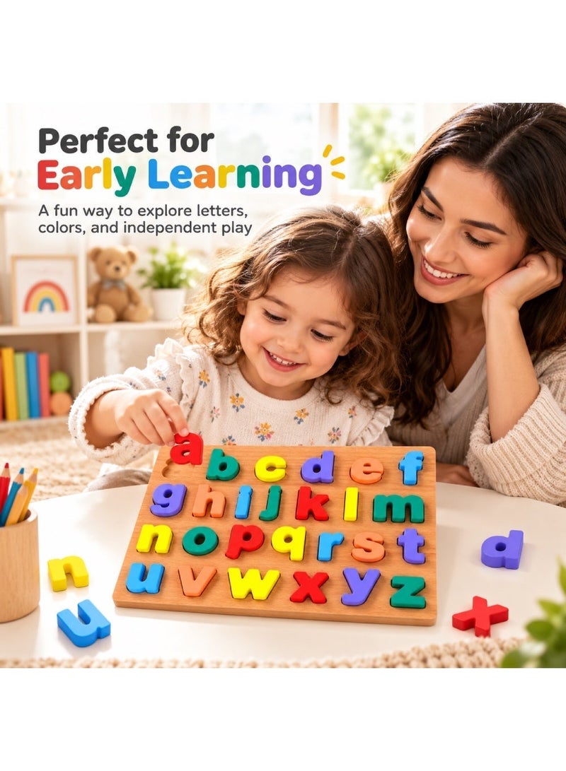 Factory Price Sutton Lowercase Alphabet Wooden Puzzle – 26-Piece Montessori ABC Learning Board for Letter Recognition, Fine Motor Skills & Hand-Eye Coordination 3+ Years - Image 3