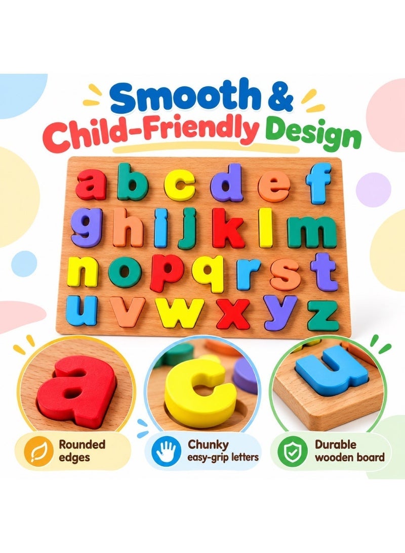 Factory Price Sutton Lowercase Alphabet Wooden Puzzle – 26-Piece Montessori ABC Learning Board for Letter Recognition, Fine Motor Skills & Hand-Eye Coordination 3+ Years - Image 4