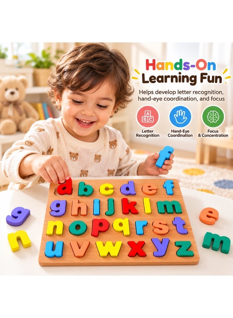 Factory Price Sutton Lowercase Alphabet Wooden Puzzle – 26-Piece Montessori ABC Learning Board for Letter Recognition, Fine Motor Skills & Hand-Eye Coordination 3+ Years - Image 5