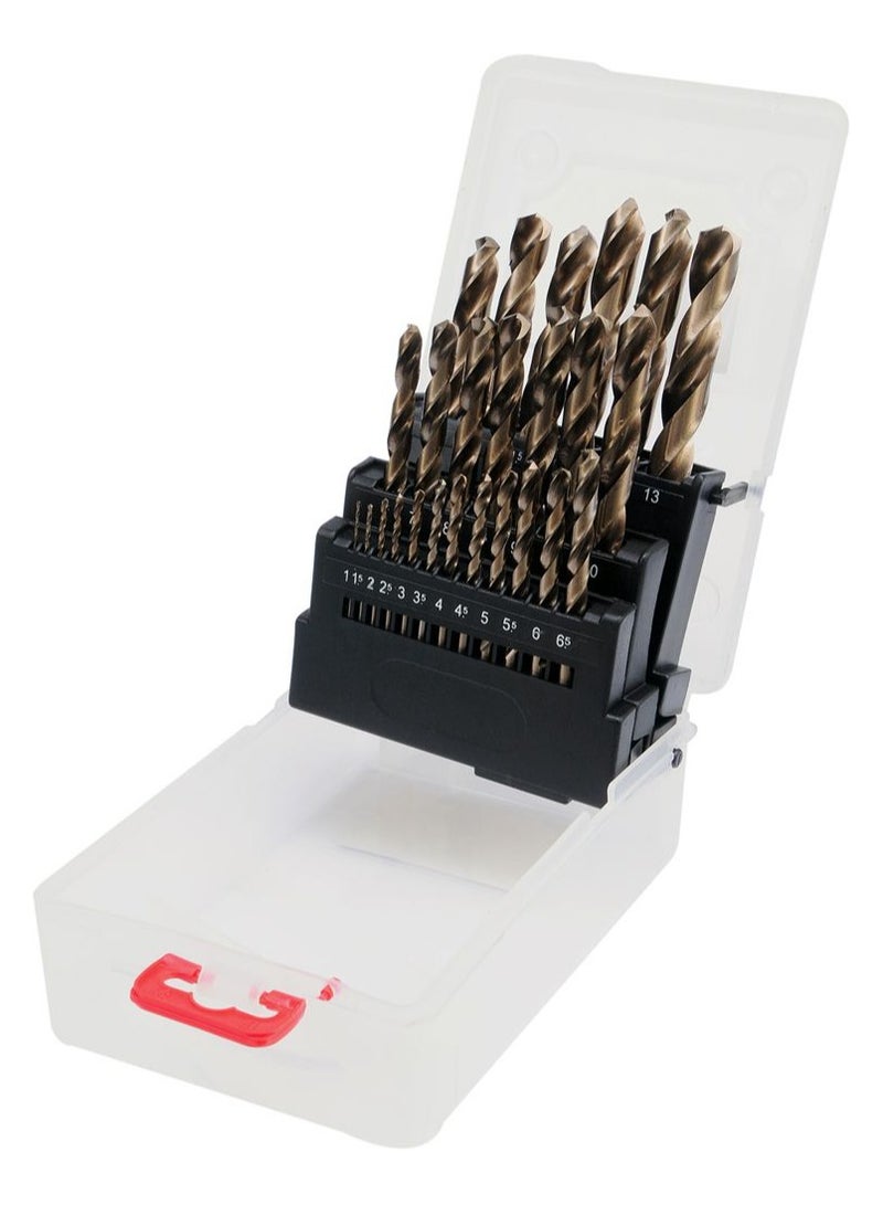 YATO Twist Drill Bit Co-HSS 25pcs/set 1-13mm in Clear Plastic Box